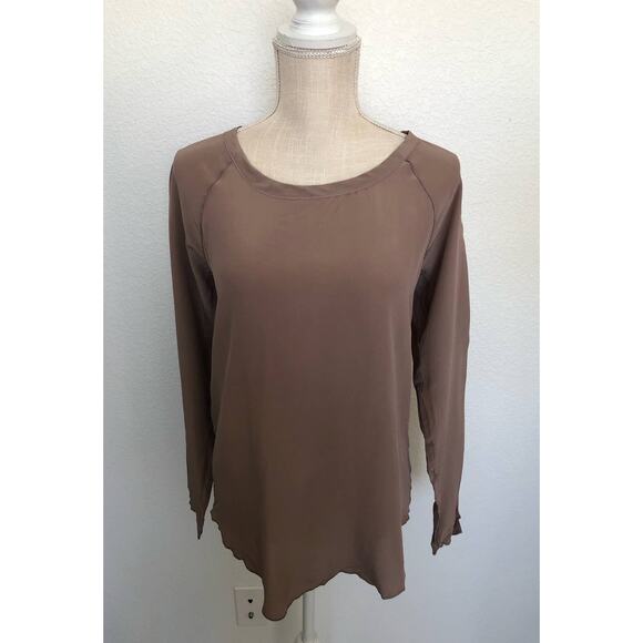 Chaser Crepe De Chine Silk Open Back Top in Clay - M - Picture 1 of 4